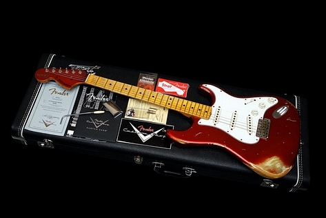 Fender Custom Shop 1969 Stratocaster Reversed Headstock Fire Red Top Over Gold Relic 2014